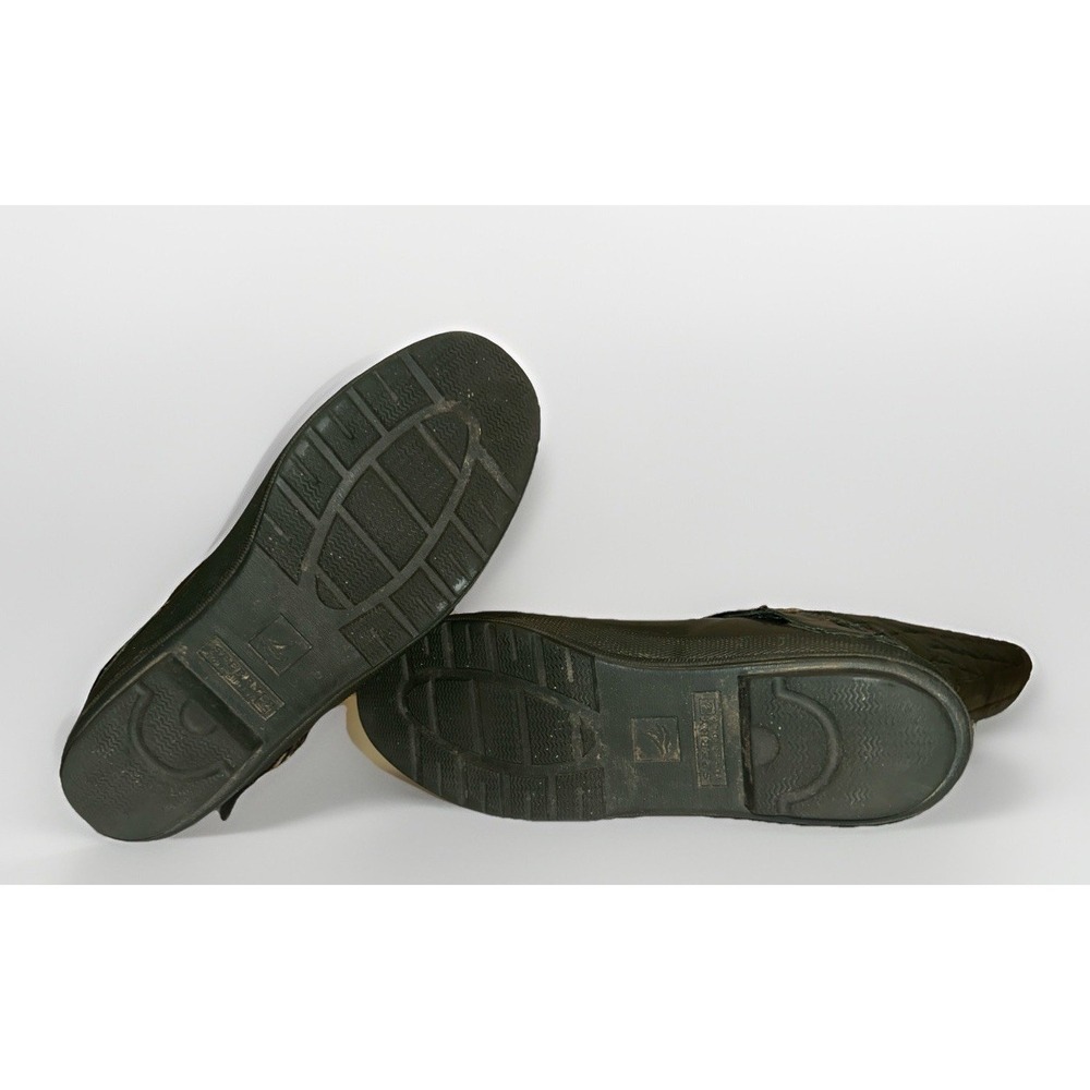 Sperry Top Sider Green Brown Hingham Quilted Tall Waterproof Rubber Rain Boots 8 - Picture 7 of 8